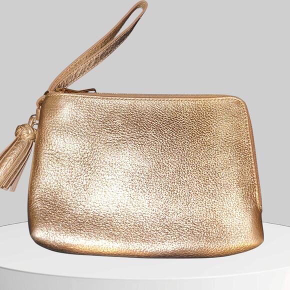 Talbots Handbags - Glamorous Talbots Gold Leather Wristlet
